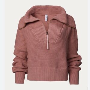 Varley Mentone Half-Zip Knit Pullover in Ash Rose Size Medium